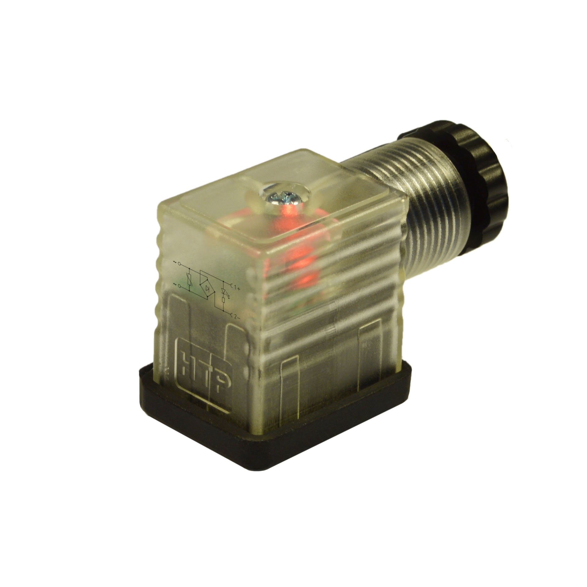 Industrial standard(typeB)field attachable,2p+PE(h.12),Red LED+vdr+rectifier,24VAC,PG9